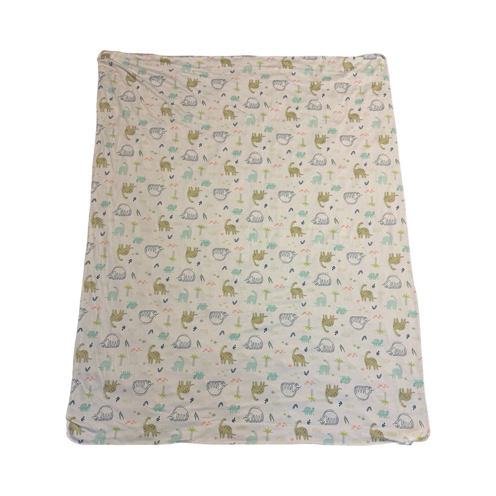 Dreamgro Kids Dinosaur Print Baby Blanket White Green 30x40 Soft